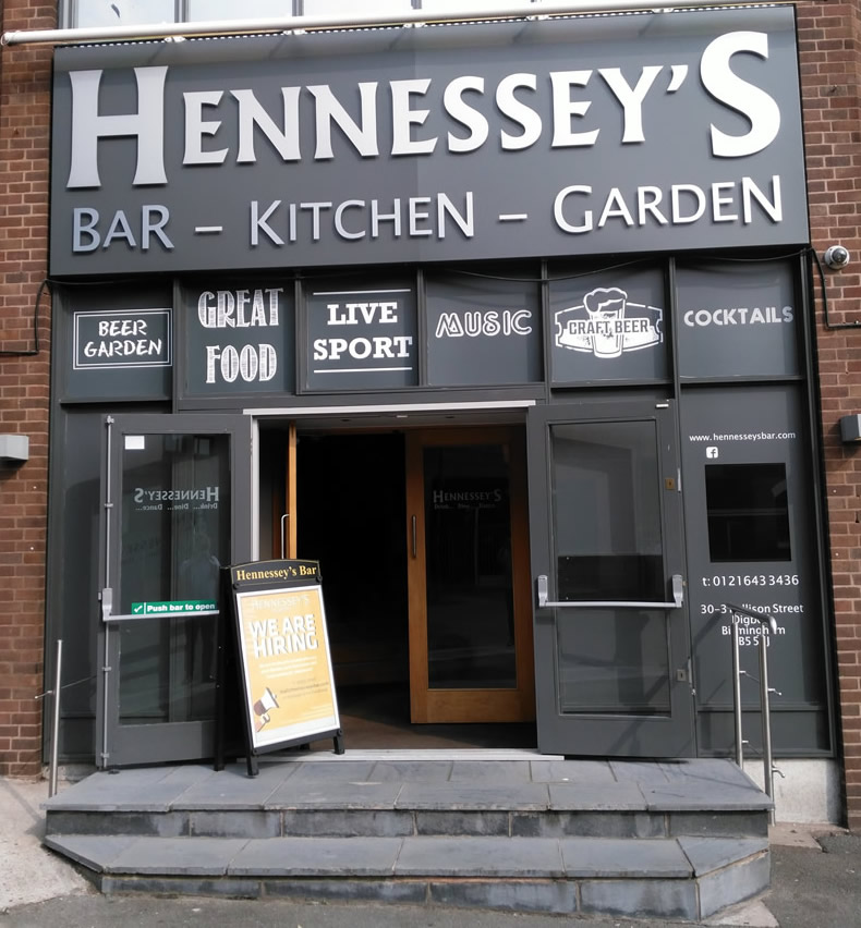 Hennessey's	30-31 Alison Street, Digbeth, B5 5NY