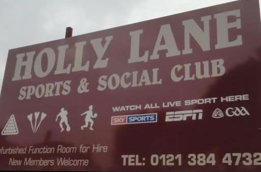 Holly Lane Sports And Social Club	Holly Lane, Erdington, B24 9LH